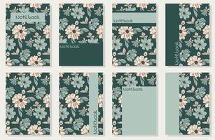 Vector templates for cover pages. Universal abstract floral cover layout. Suitable for notebooks, books, diaries, catalogs, etc.