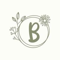 Letter b initial with floral vector