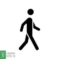 icono de glifo de caminata. estilo sólido simple. peatón, hombre, pictograma, humano, lateral, concepto de pasarela, símbolo de silueta. ilustración vectorial aislado sobre fondo blanco. eps 10. vector