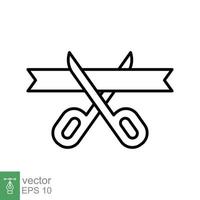 Grand opening line icon. Simple outline style for web and mobile app design element. Open, ribbon, cut, scissor, inauguration, ceremony concept. Vector illustration isolated. EPS 10.