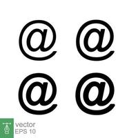 Arroba sign icon set. Email address symbol concept with different line thickness styles. Vector illustration design collection isolated on white background. EPS 10.