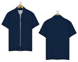 Ilustración de vector de plantilla de camisa de manga corta azul oscuro