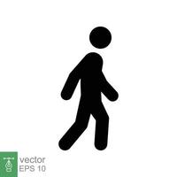 icono de glifo de caminata. estilo sólido simple. peatón, hombre, pictograma, humano, lateral, concepto de pasarela, símbolo de silueta. ilustración vectorial aislado sobre fondo blanco. eps 10. vector