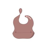 Silicone or plastic baby bib with a pocket. Cute bib for baby feeding. Flat vector illustration.