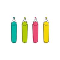 Set of colorful markers laying in row. School stuff. Isolated vector on white background.