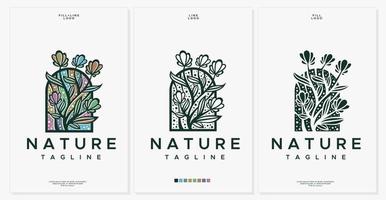 plantilla de diseño de logotipo de naturaleza vintage. vector de logotipo de flor de detalle.