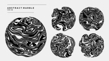 Modern ink marble circle design template. Abstract fluid oil vector set.