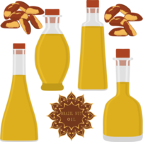 Set coloured oil in glass bottles png