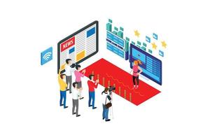 Modern Isometric Influencer Marketer Illustration, Web Banners, Suitable for Diagrams, Infographics, Book Illustration, Game Asset, And Other Graphic Related Assets vector