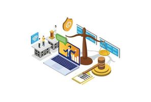 Modern Isometric Copyright and Internet Law Illustration, Web Banners, Suitable for Diagrams, Infographics, Book Illustration, Game Asset, And Other Graphic Related Assets vector