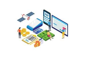 Modern Isometric Online Banking Illustration, Web Banners, Suitable for Diagrams, Infographics, Book Illustration, Game Asset, And Other Graphic Related Assets vector