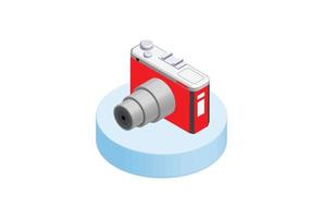 Isometric Modern Antique Camera Display, Suitable for Diagrams, Infographics, Game Asset, And Other Graphic Related Assets vector