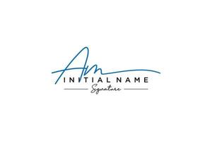 Initial AM signature logo template vector. Hand drawn Calligraphy lettering Vector illustration.