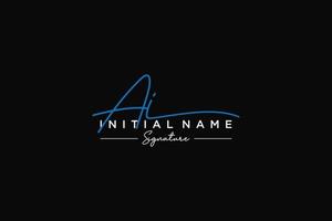 Initial AI signature logo template vector. Hand drawn Calligraphy lettering Vector illustration.