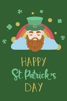 St. Patricks day seamless pattern with leprechaun, lucky coins and clover. vector