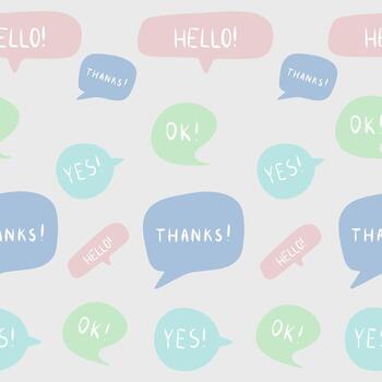 patrón vectorial sin costuras con frases y burbujas de habla coloridas. vector