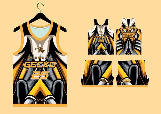 basketball jersey pattern design template. black gold abstract