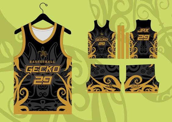 Premium Vector  Black and yellow basketball jersey design for printing