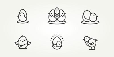 conjunto de diseño de ilustración vectorial de plantilla de logotipo de etiqueta de icono de pollito minimalista. concepto de logotipo de icono de aves de corral simple moderno vector