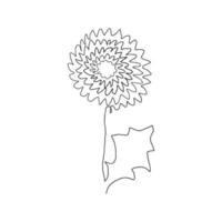Abstract flower drawn by hand in a continuous line. Minimalist style. Floral Design element vector