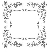 Vector black and white curly frame with sinuous lines. Template for design. EPS10