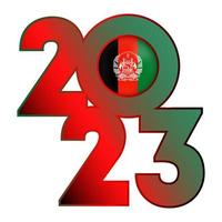 Happy New Year 2023 banner with Afghanistan flag inside. Vector illustration.
