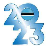Happy New Year 2023 banner with Botswana flag inside. Vector illustration.