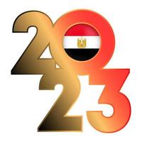 Happy New Year 2023 banner with Egypt flag inside. Vector illustration.