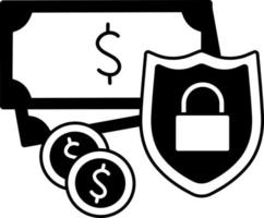Money security shield safety lock cash locker business Semi-Solid Black and White vector