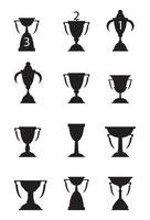 Black and white vector illustration of trophy set