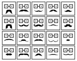 ilustración vectorial en blanco y negro del conjunto de bigotes vector