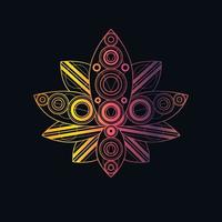 Lotus flower with geometric pattern vector linear illustration