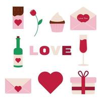 Happy Valentine Day elements set in flat style vector