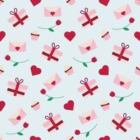 Valentine's Day pattern. Design with sweets, flowers, and hearts for February 14 vector