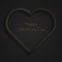 Greeting card with Happy Valentine's Day title in gold heart on dark background vector