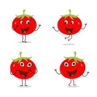 diseño de personajes de tomate. vector de tomate tomate mascota de dibujos animados sonriendo. tomate sobre fondo blanco.