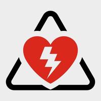 Aed, automataed, defibrillator, external, heart, red, sign icon on transparent background vector