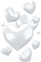 Set of White Hearts Isolated Decorations png