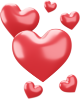 Set of Red Hearts Isolated Decorations png