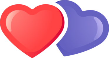 couple coeur rouge et violet png