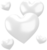 Set of White Hearts Isolated Decorations png