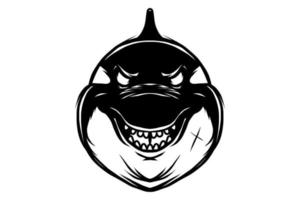 vector de cabeza de ballena orca en blanco y negro