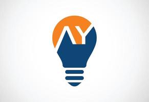 Creative Bulb logo with letter, Vector design concept