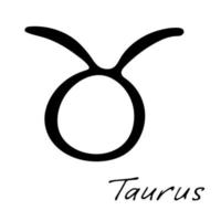 Hand drawn taurus zodiac sign Esoteric symbol doodle Astrology clipart Element for design vector