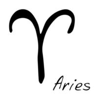 dibujado a mano aries signo del zodiaco símbolo esotérico garabato astrología elemento de imágenes prediseñadas para el diseño vector