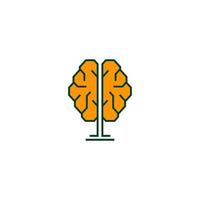 diseño del logotipo del cerebro, cerebro de árbol, cerebro de lámpara de energía vector