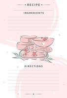 las páginas limpias del libro de cocina están decoradas con utensilios de cocina. plantilla de tarjeta de recetas para notas de cocina. ilustración vectorial vector