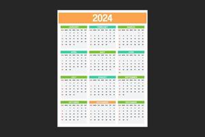 calender template for 2024 vector