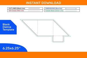 6.25x6.25 inch 3D Packaging Envelope and envelope dieline template design editable easily resizable Blank dieline template vector