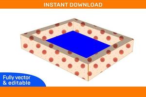 plantilla de línea de caja de bandeja de doble pared, diseño 3d de caja de bandeja y caja 3d editable fácilmente redimensionable vector